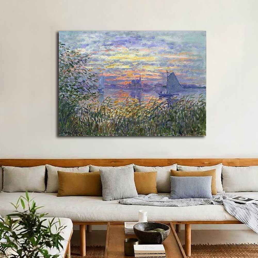 Amazon.co.jp: クロード・モネ-Sunset on the Seine 絵画 インテリア